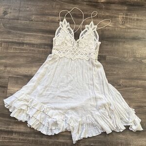 Free People FP ONE Adella Frilled Chemise Dress White size Small